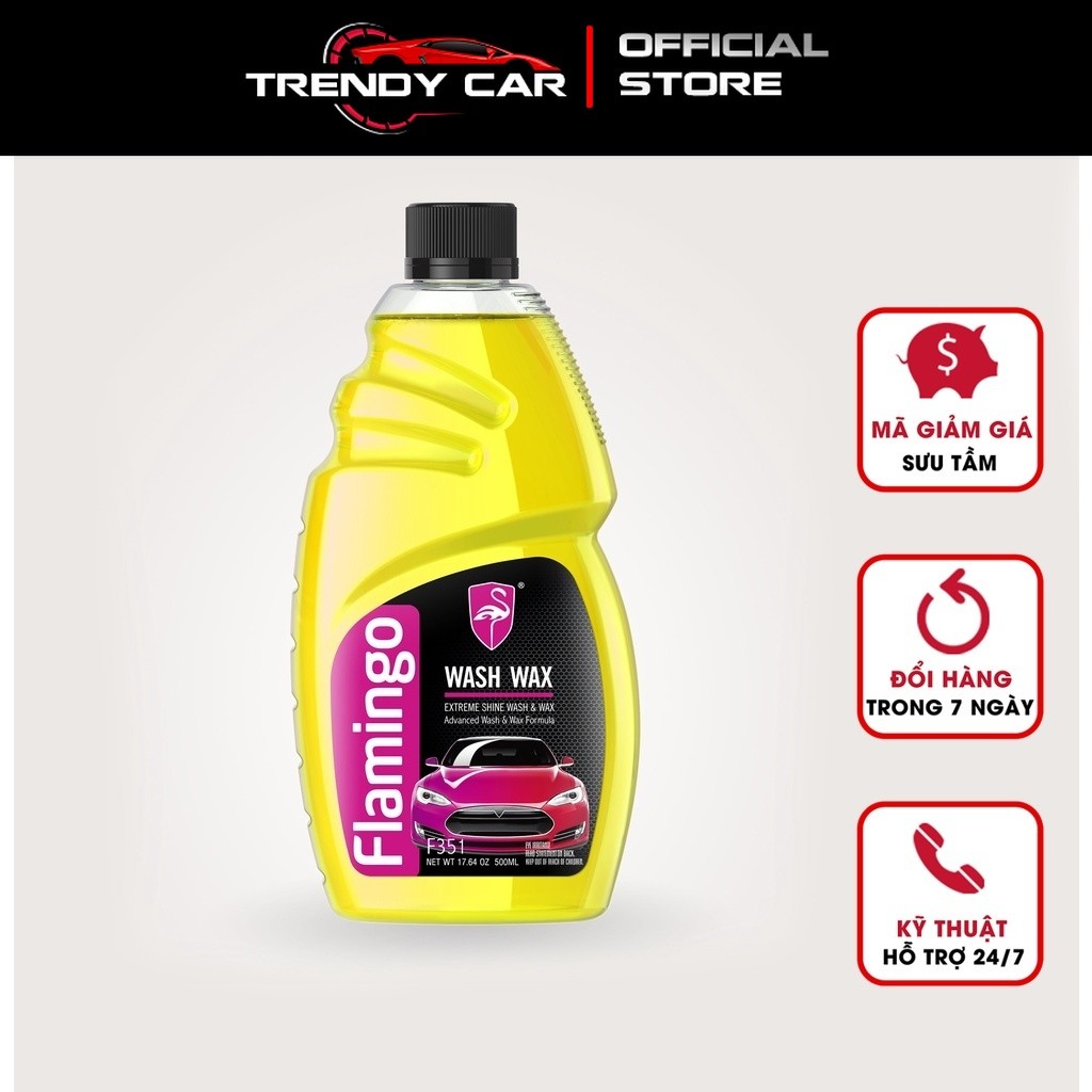 Dung Dịch Rửa Xe Không Chạm Wash Wax siêu bóng - Nước Rửa Xe Ô Tô, Xe Máy 500ML(hàng chính hãng) FLA