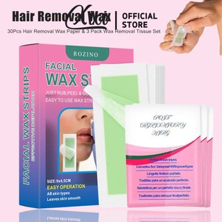 Rozino 30 Chiếc Chuyên Nghiệp Tẩy Lông Dải Sáp Tẩy Sáp Bộ Khăn Cho Mùa Hè Tẩy Lông Hai Mặt Giấy Sáp Lạnh Cho Chân Toàn Thân Mặt Giấy Sáp Tẩy Lông Hữu Ích