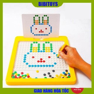  Bảng vẽ nam châm từ tính kèm bút + 10 thẻ hình 2 mặt và hạt đậu giúp bé rèn tư duy logic