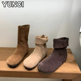 YUNCI boot nữ Tăng Chiều Cao Maillard linh hoạt và sang trọng Đẹp Mềm mại FSX2491UFZ 39Z240926