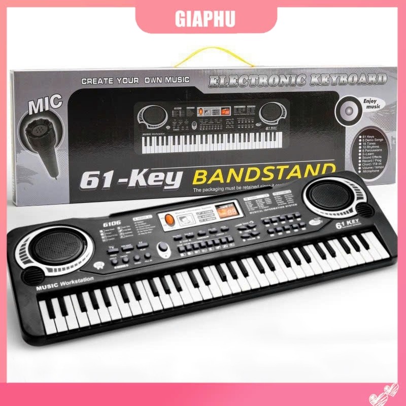 Đàn Piano 61 Phím Kèm Mic, Nhiều Chức Năng Cho Bé - GIAPHU