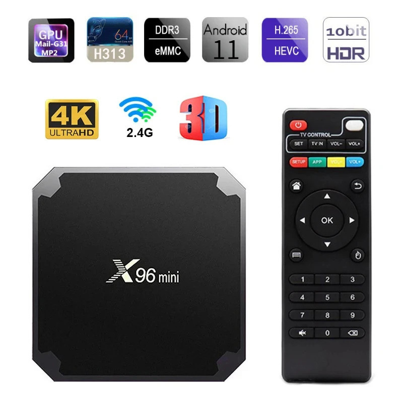 X96 Mini 4G Wifi TV hộp Allwinner H313 Quad core 2GB 64GB HDMI 2.0 4K 3D H.265 thông minh phương tiệ