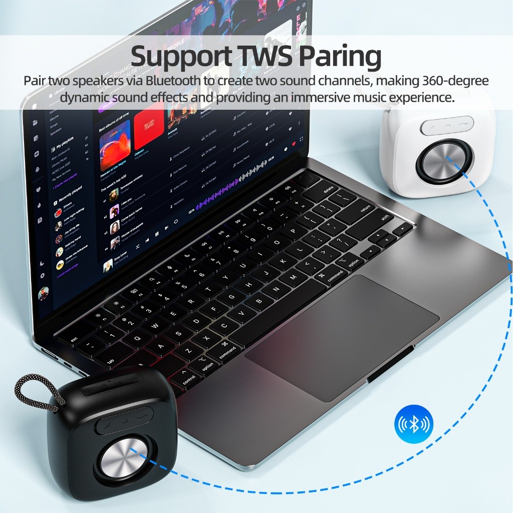 GOOJODOQ Loa Bluetooth  TWS 5.3 không dây có dây buộc Loa Mini di động Thẻ TF có thể sạc lại | BigBuy360 - bigbuy360.vn