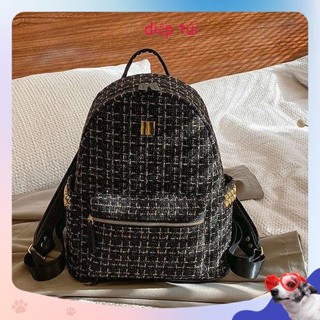 Balo nam nữ kim tuyến kẻ ô size 40 đi học đi du lịch hai màu đen trắng quai to bản đẹp giá siêu khuyến mại