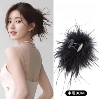 Kẹp Tóc Lông Vũ Nữ Kẹp Tóc Phụ Kiện Tóc Thời Trang 2024 Mới Sang Trọng Cá Mập Kẹp