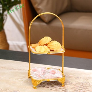 Khay tráng miệng sinh nhật STELLARTECH, Đĩa trái cây tráng miệng sắt rèn sắt nghệ thuật, Giá đỡ bánh tròn vuông hai lớp sang trọng để bàn