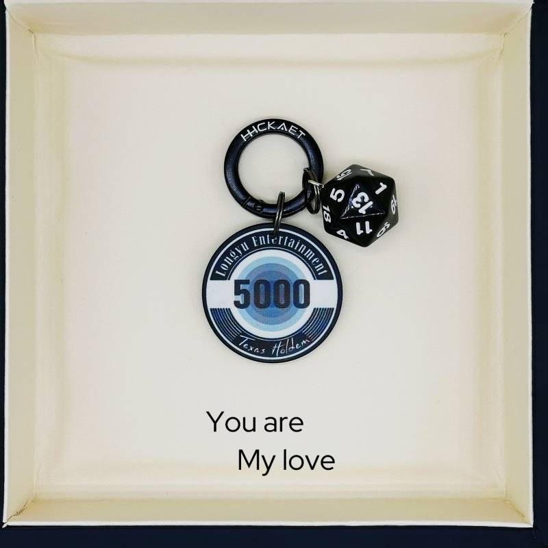 High-End Ceramic Counter Dice Ins Style Keychain Blackened Metal Texture Pendant 2PfO