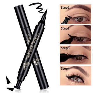  Tem & Con dấu kẻ mắt có cánh 2 trong 1 - Chống thấm nước hai đầu cho trang điểm mắt mèo & chống nhòe 