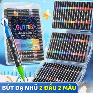 Bộ Bút Vẽ Lấp Lánh 36 Chiếc 72 Màu Nhũ - Bút Lông Đầu Mềm Nhanh Khô, An Toàn Sáng Tạo Cho Bé