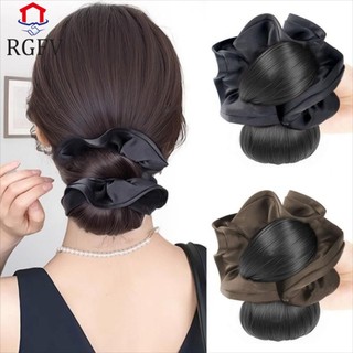 Tóc giả miếng dán và kẹp tóc hoa, tóc giả nữ vintage với sợi tự nhiên bóng mượt