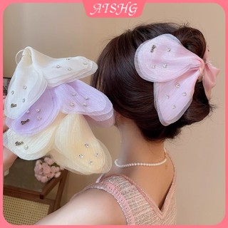  AISHG Pháp Lưới Cánh Bướm Kẹp Tóc Nữ Ngọt Ngào Tính Khí Cá Mập Kẹp Phụ Kiện Tóc Thời Trang 