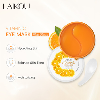 Mặt nạ mắt LAIKOU Vitamin C 70g / 50 chiếc Deep Hydrat hóa Glow Radiance với kết cấu mịn Caffeine