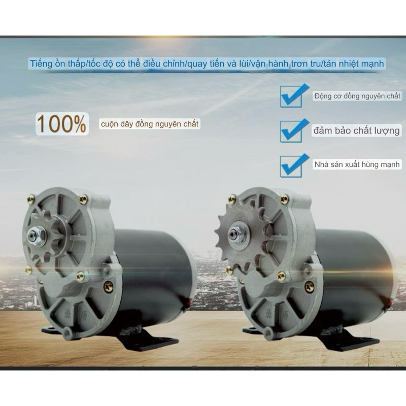 Motor 500W Giảm Tốc 12V/24V – 200RPM, Dùng Chế Xe Điện, Cửa Tự Động, Máy Kéo