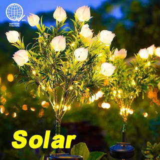 Đèn Ligyetor Gardenia Đèn hoa năng lượng mặt trời Trang trí sân vườn ngoài trời, Trang trí bãi cỏ Cánh hoa thực tế và đèn LED mềm