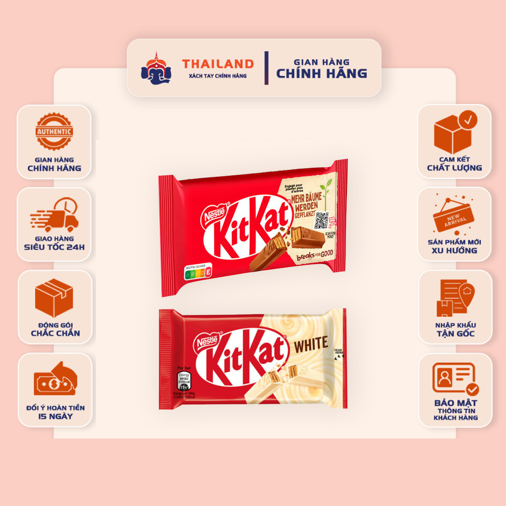 Bánh KitKat Socola Nestle Bulgaria – Vị Socola Đen / Trắng – Bánh Xốp Phủ Socola Nhập Khẩu