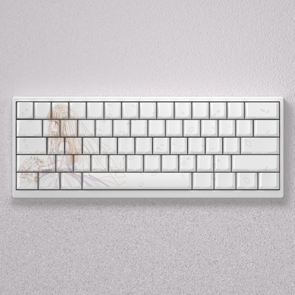 Shiina Shinichi Cherry Profile Shine-Through Side-print Double shot PBT Keycap Set 98 phím