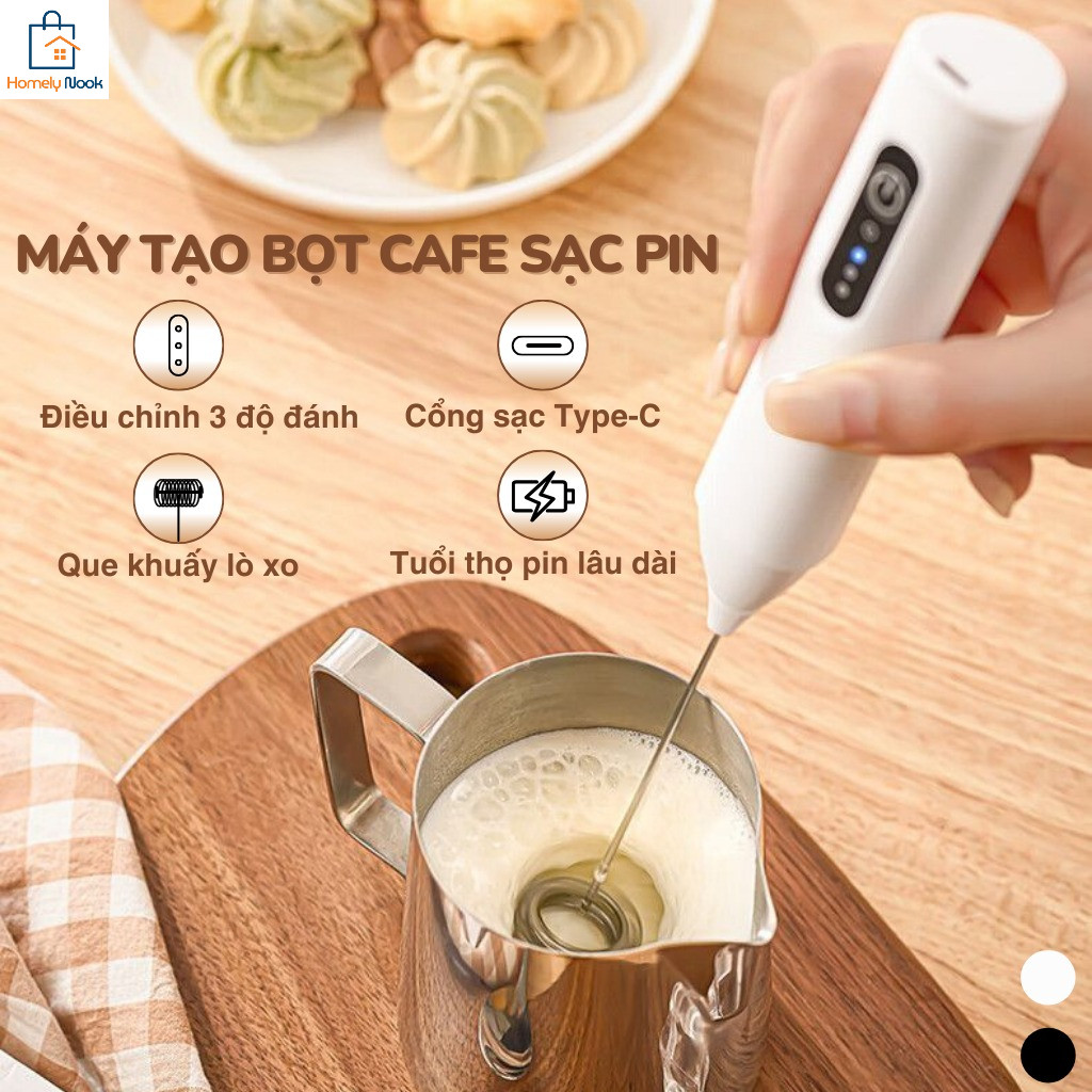 Máy đánh bọt sữa và cà phê cầm tay điện chất lượng cao, có thể điều chỉnh ba tốc độ