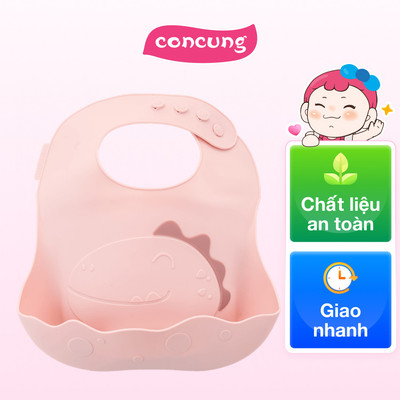 Yếm ăn dặm silicone Bebear (Hồng, BWF108)