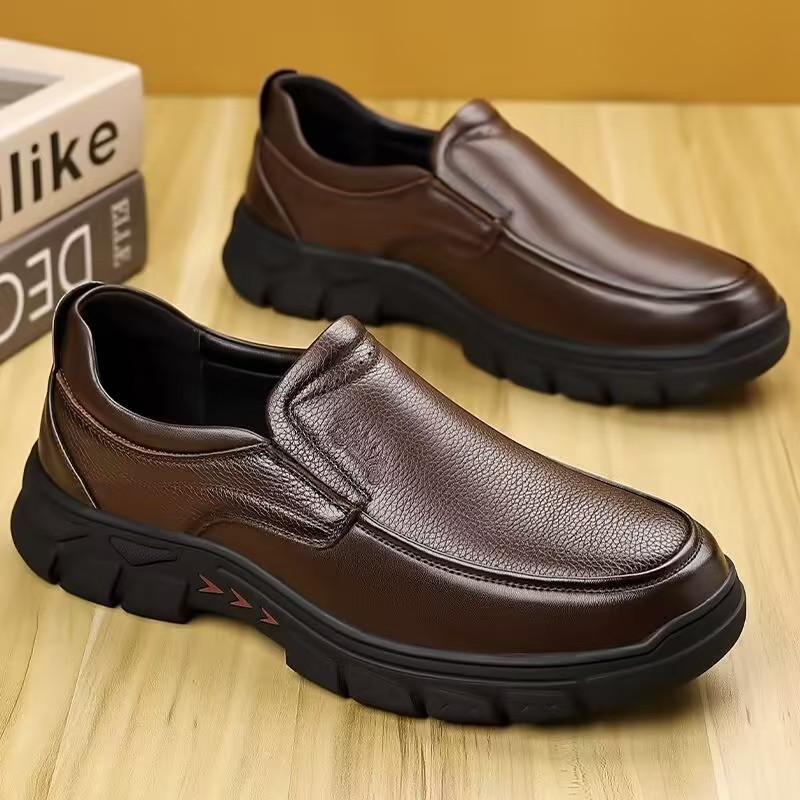 Giày Da Nam Phong Cách Mới Kinh Doanh Giày Thoáng Khí Chống Trơn Trượt Đế Mềm Giày Da Thường Ngày