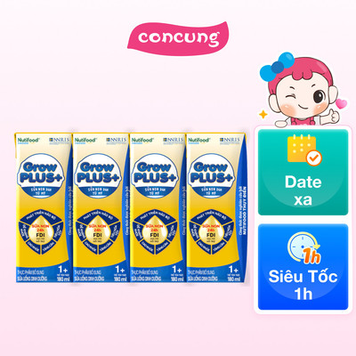SPDDPS GrowPLUS+ Sữa Non (Vàng) 1+ tuổi, 180ml -  Lốc 4 hộp