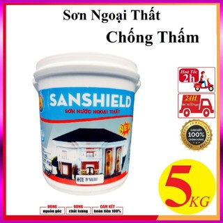  5kg Sơn nước SanShield NEW ngoài trời chống thấm láng mịn trang trí nhà cửa decor ngoại thất nhà 