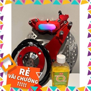   Phụ Tùng Xe Điện  Combo Phanh Đĩa Sau Heo Dầu Xe Điện Brembo 4 Piston CNC Tay Phanh Bình Dầu Liền 