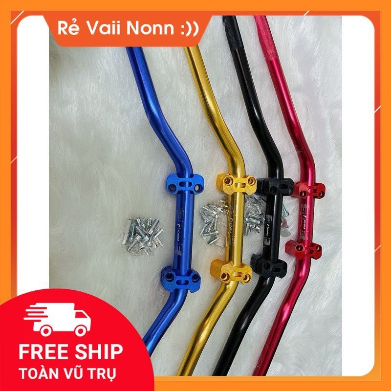 Combo Ghi Đông Kiểu Rizoma Và Cùm Nâng, Ghi Đông Uốn Cong Phi 28mm Chất Liệu Nhôm Cho Xe Máy Xe Điện