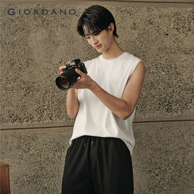 [KOREA COLLECTION] GIORDANO Áo Thun Nam Trơn Ngắn Tay Crewneck sleeveless tee 01025566