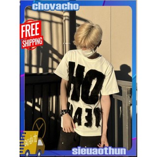 Áo thun stee cổ tròn chữ lông oh yeah & oh oisois icvcvni unisex