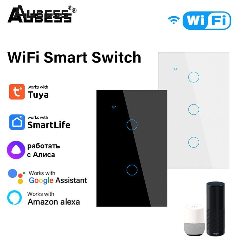 Công tắc đèn Wifi thông minh 1/2/3/4 Gang Công tắc cảm ứng trên tường Cần có dây trung tính 120 * 72mm 100-250v Ac, 50-60hz cho ứng dụng Alexa Google Home Tuya Chống thấm nước Chống dây, ánh sáng dịu [searson]