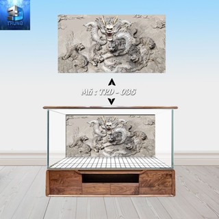 Tranh 3D dán hồ cá mẫu Rồng Trắng Decal 3 lớp chống bay màu có keo sẵn