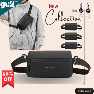Túi đeo chéo nam mini thời trang mới,túi đeo vai nhỏ gọn da chống nước,túi bao tử đeo hông khóa từ