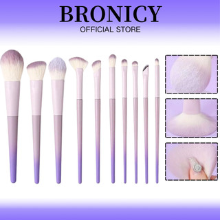 BRONICY 10 Cọ Trang Điểm Màu Tím Mềm Chuyên Nghiệp Chất Lượng Cao Bàn Chải Kem Nền Che Khuyết Điểm