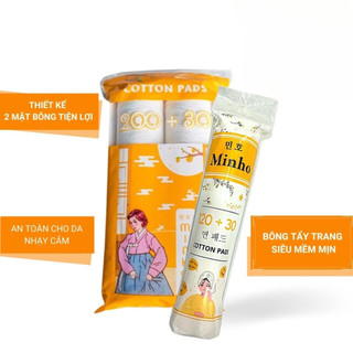 Bông tẩy trang minho hàn quốc chính hãng, minho 230 miếng, minhon 150 miếng, bông tẩy trang ép chặt 3 lớp mềm mịn