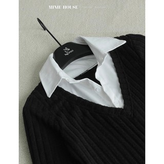 Đầm sơmi tay dài phối len 7152.