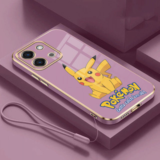 Vivo Y28 Y18 Y18s VivoY28 Full Camera Cover Hoạt Hình Pokemon Silicon Bóng Vỏ Mạ Mặt Sau