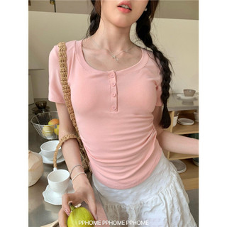 Tay Ngắn Dáng trơn thời trang áo thun nữ áo croptop 2024 Mới