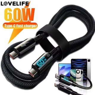 Dây sạc dữ liệu bện Nylon 60W - Cáp hiển thị kỹ thuật số loại C sang USB C sạc nhanh - Cáp dữ liệu hiển thị kỹ thuật số LED - Dây sạc dữ liệu nhanh - Dành cho Phone15 Samsung