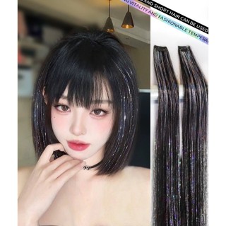 Tóc Giả Nối Dài Tóc Mảnh THẺ ĐƠN Dài Thẳng MIX KIM TUYẾN Lấp Lánh Cho TeenGirl MyBaby