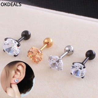Bông tai xỏ lỗ đính đá xinh xắn dễ thương cho nữ