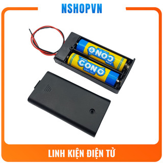 Hộp đế 2 pin AA có nắp và công tắc