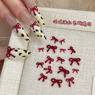  Trang sức làm móng nơ đỏ rượu mini nơ nhựa kim cương 