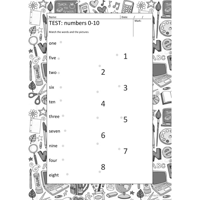 Bài tập tiếng anh - Numbers and Counting (Số đếm từ 1-10) - Bộ 10 và 20 tờ bài tập A4