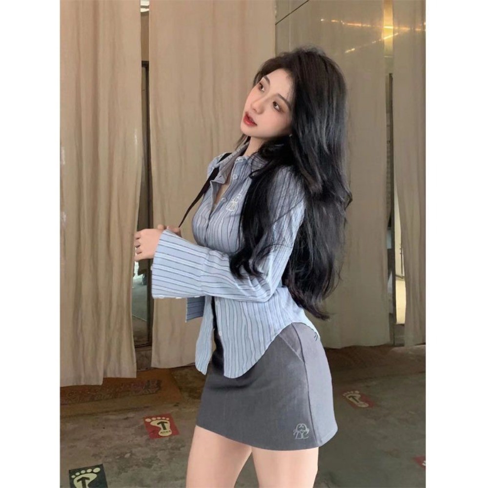 RICH-THEY Áo Sơ Mi  Dài Tay Chiết Nữ Eo Thời Trang Mới Slim Top | BigBuy360 - bigbuy360.vn