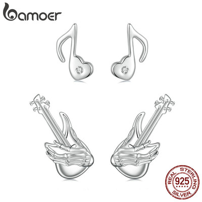 Bông tai bạc Bamoer 925 Dòng nhạc Thiết kế Quà tặng trang sức dành cho nữ.