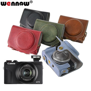 Túi đựng máy ảnh da PU cổ điển Vỏ cứng nửa thân cho Canon Powershot G7 X G7X Mark III 3 G7XIII G7X3 SX740 SX740hs Vỏ phụ kiện máy ảnh