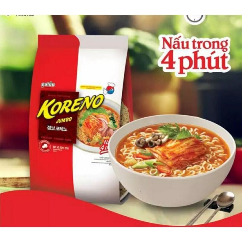 Mì Jumbo Koreno vị bò, gà, Tôm, kim chi