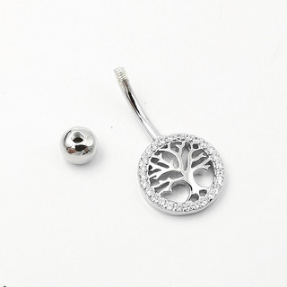 3 chiếc S925 Bạc cơ thể xỏ khuyên trang sức rốn nhẫn zircon ước cây rốn móng tay