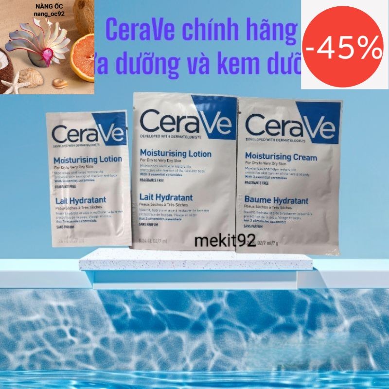 (COMBO 5 Gói) Kem Dưỡng Ẩm CERAVE Cerave Moisturizing Cream - Sữa dưỡng ẩm CeraVe developed with dem