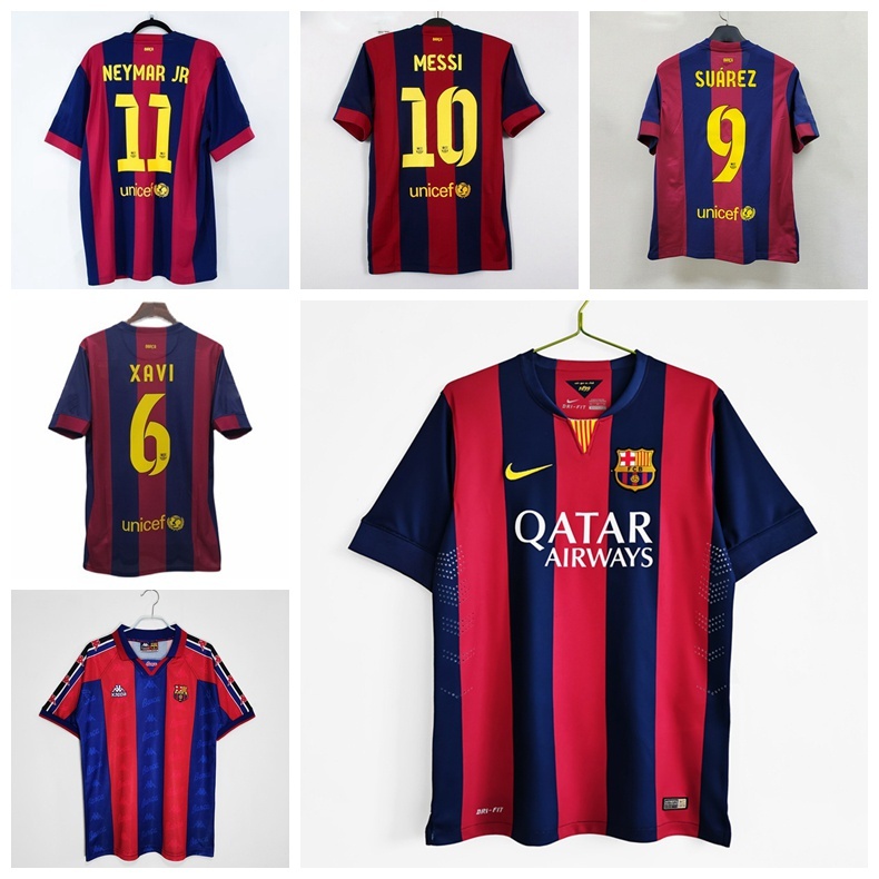 Mùa giải 2014-2015 Barca Retro Sân nhà Áo bóng đá Messi Neymar Suarez Xavi Iniesta Áo thể thao
